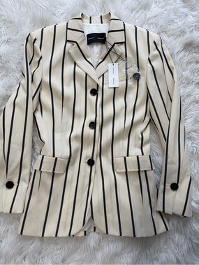 Proenza Schouler Cream and Black Striped Tailored Blazer